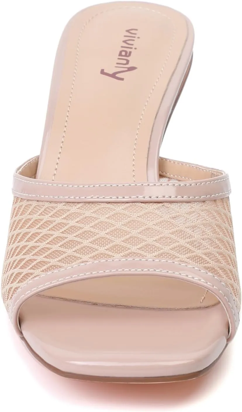 vivianly Womens Clear Heels Sandals Transparent Stiletto Heel Slippers Backless Peep Toe Slip on Heeled Mules