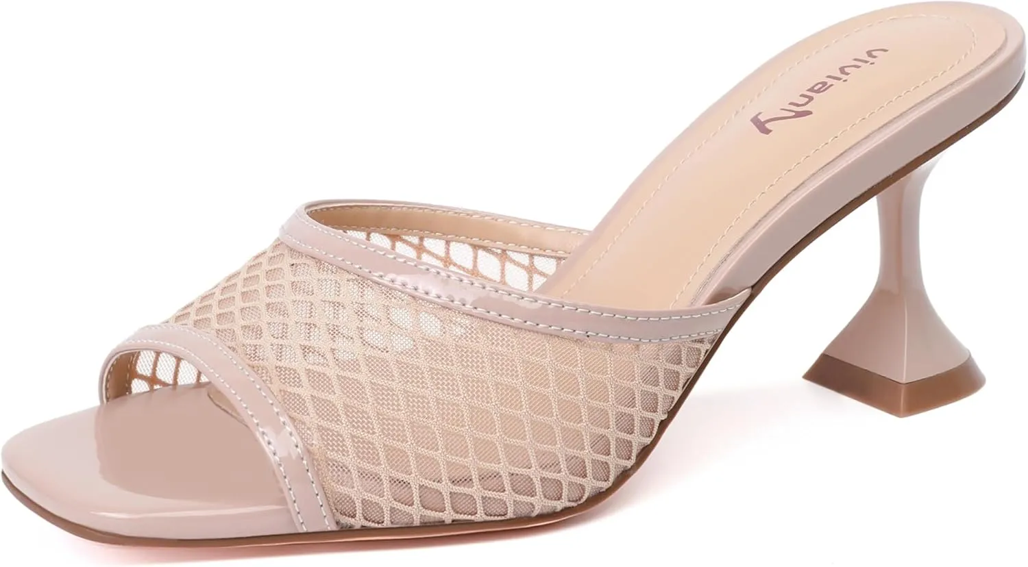 vivianly Womens Clear Heels Sandals Transparent Stiletto Heel Slippers Backless Peep Toe Slip on Heeled Mules