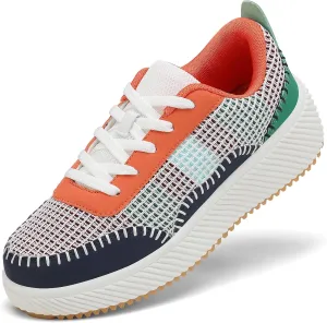 VZQ Platform Sneakers for Women,Comfortable Low Top Braided Womens Chunky Sneakers Casual Classic Tennis Shoes for Walking