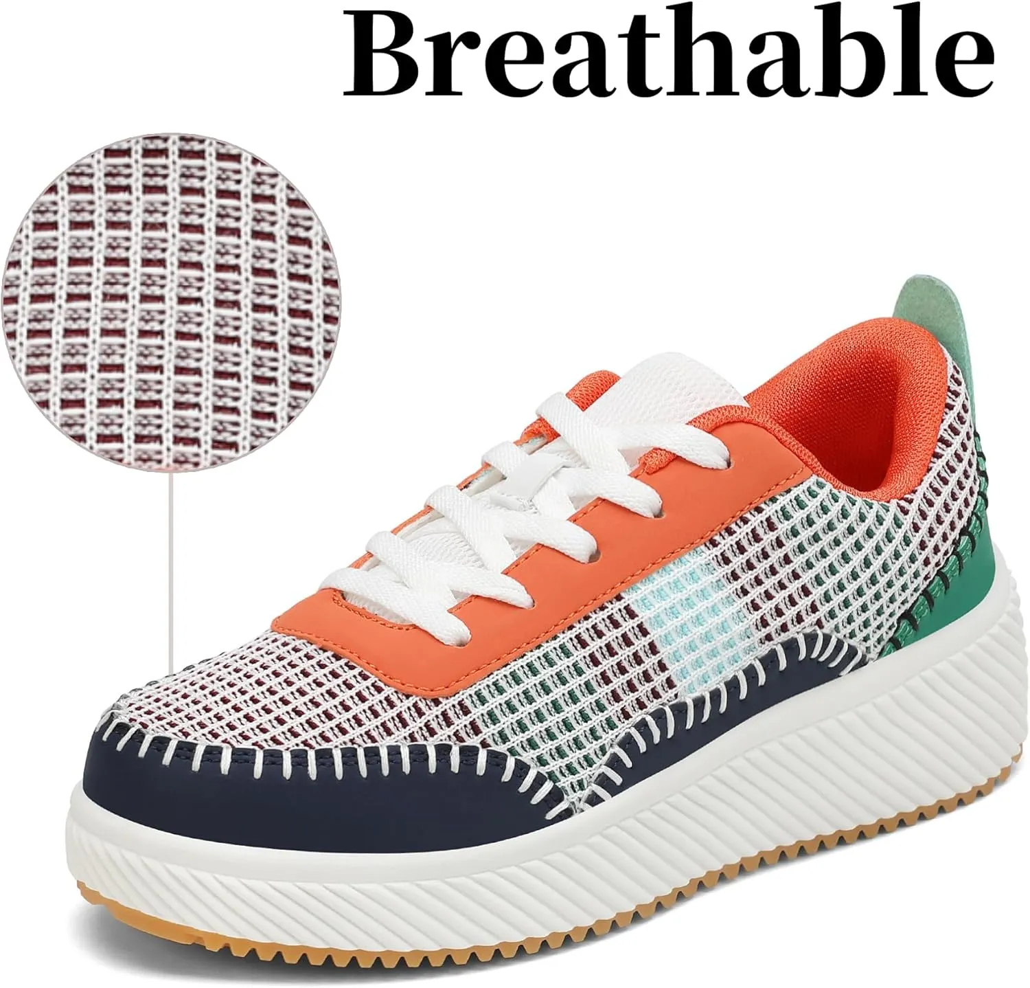 VZQ Platform Sneakers for Women,Comfortable Low Top Braided Womens Chunky Sneakers Casual Classic Tennis Shoes for Walking