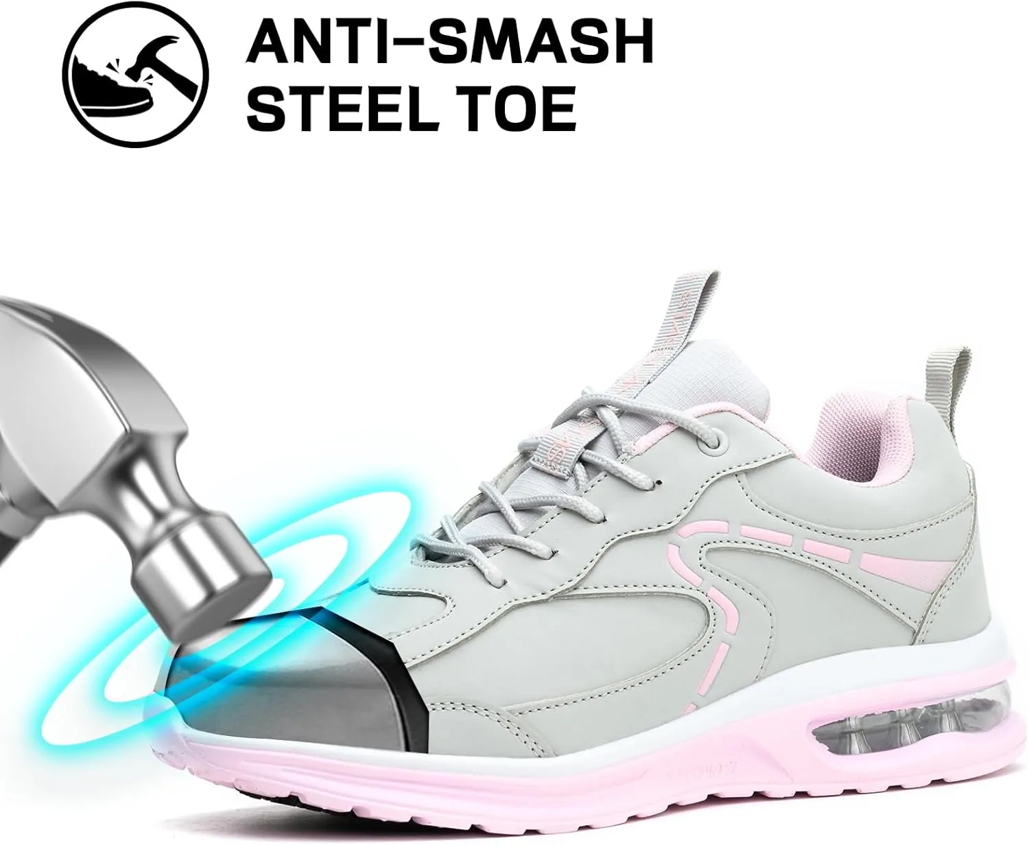 Waterproof Steel Toe Shoes for Women Non-Slip Puncture-Proof Work Safety Shoes Sneakers Comfortable Lightweight Fashion Footwear for Construction Industrial Shoes