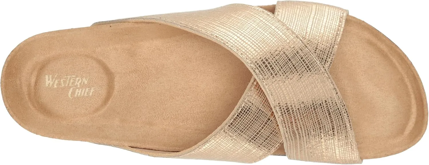 Western Chief Women's Metallic Cross Sandals