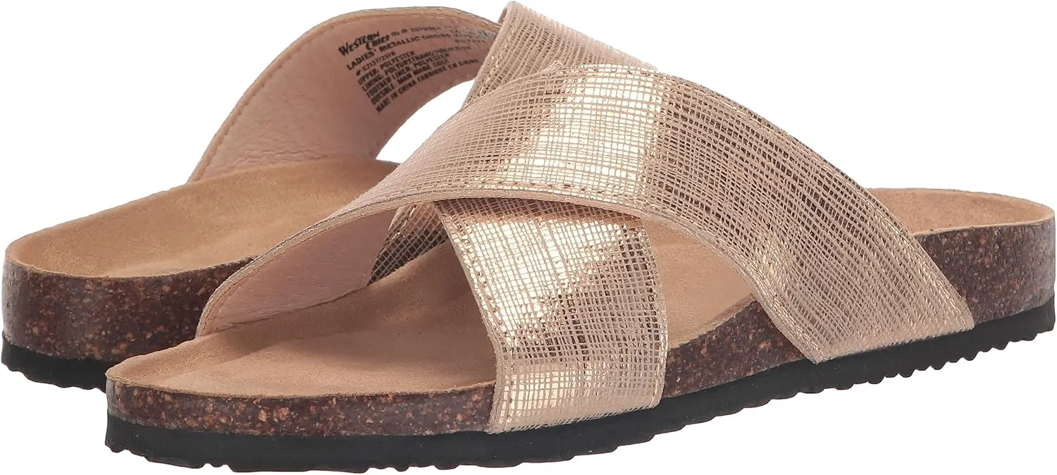 Western Chief Women's Metallic Cross Sandals