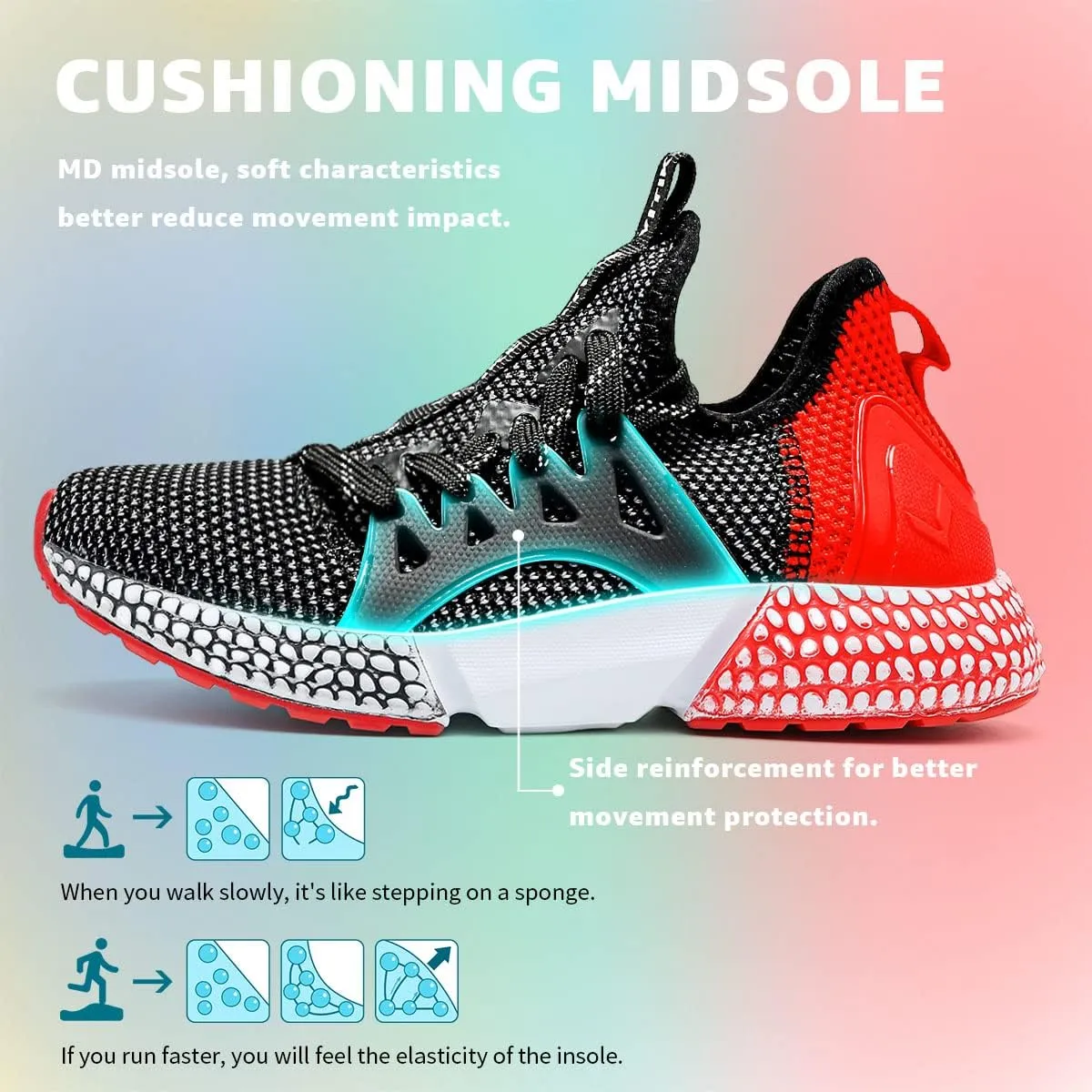WETIKE Boy's Shoes Mesh Slip on Lightweight Running Sneakers