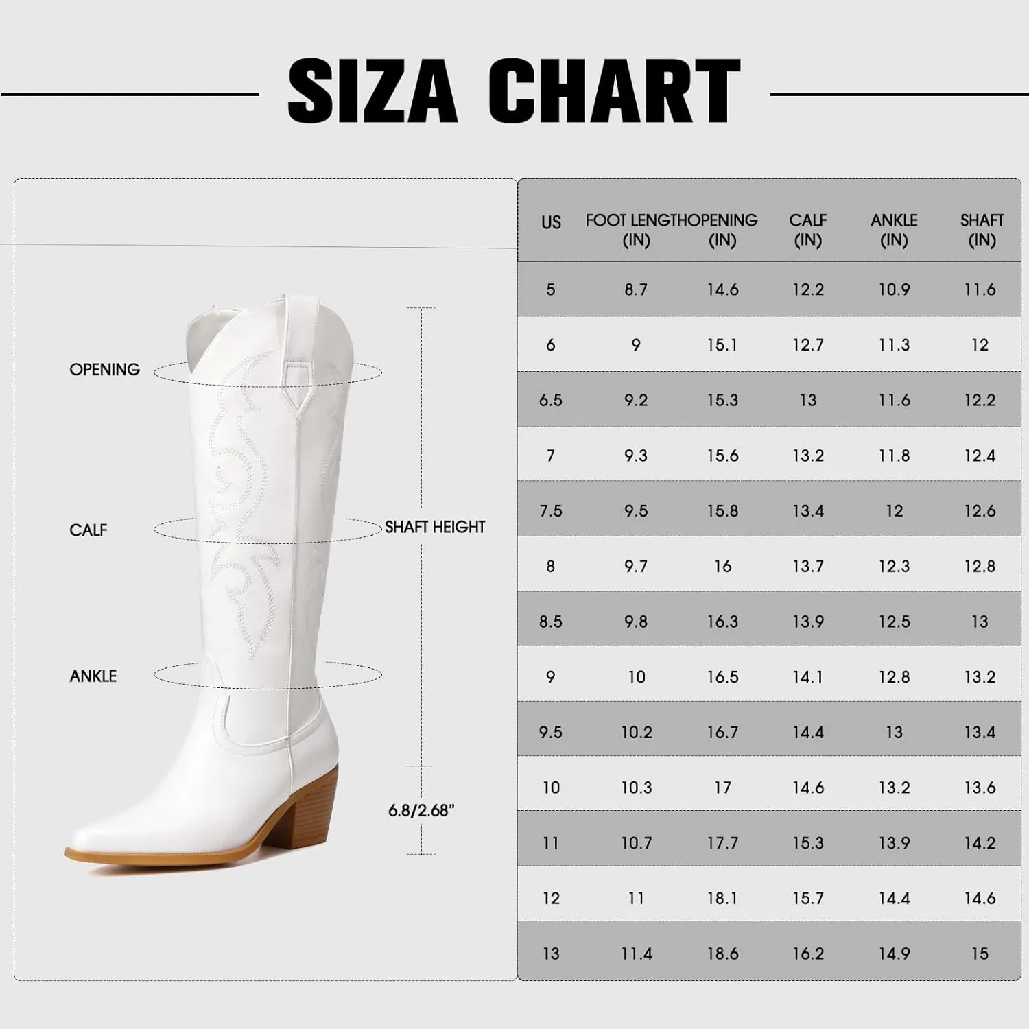 White Cowboy Boots for Women - Wide Calf Rhinestone Cowgirl Boots, Women Knee High Western Boots, Glitter Sparkly Ladies Tall Boots with Classic Embroidery and Side Zipper, Retro Classic Country Boots Pull On for Ladies
