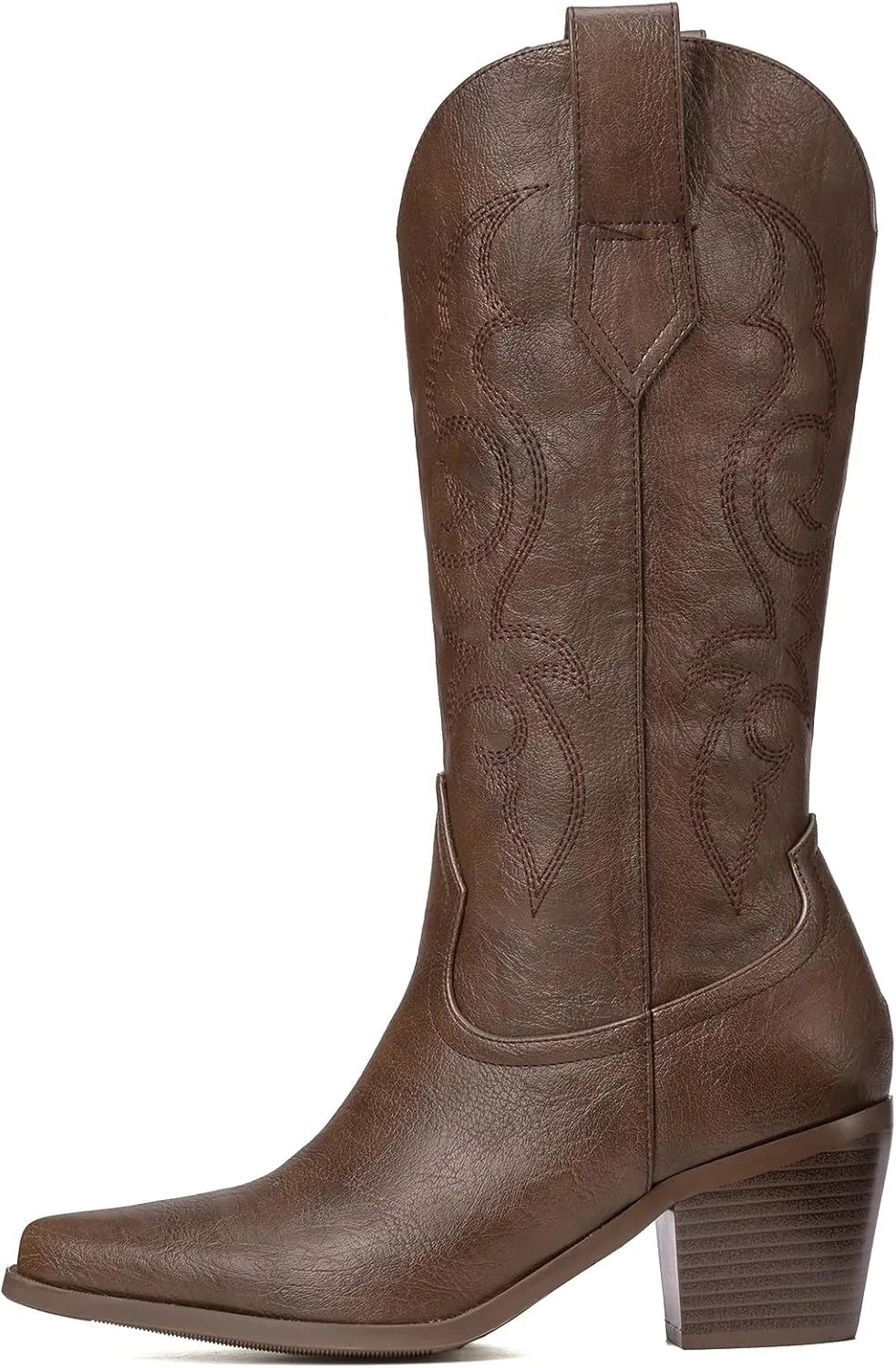 White Cowboy Boots for Women - Wide Calf Rhinestone Cowgirl Boots, Women Knee High Western Boots, Glitter Sparkly Ladies Tall Boots with Classic Embroidery and Side Zipper, Retro Classic Country Boots Pull On for Ladies