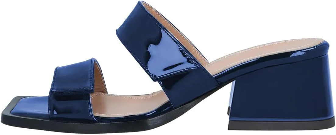 Women Classic Open Toe Block Low Heel Mules Slip On Ladies Comfy Casual Slipper Shoes Size 4-16 US