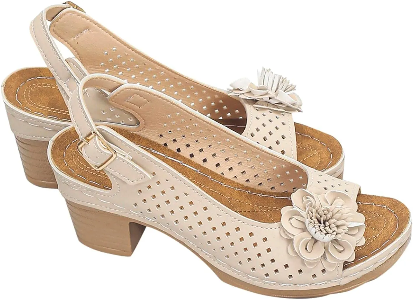 Women Comfy Casual Shoe Open Toe Hollow Flower Wedge Heel Slippers Sandals Flip Flops Women 8 Sandals