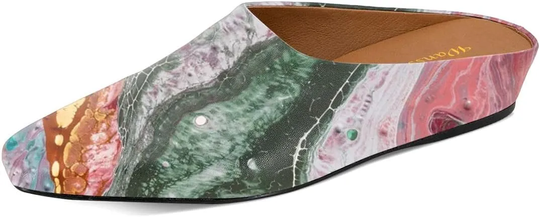 Women Fashion Round Toe Comfortable Flat Heel Mules Slip On Indoor Outdoor Daily Slippers Size 4-16 US