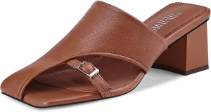 Women Heeled Mules Half-Toe Block Heel Sandals Comfortable Pumps
