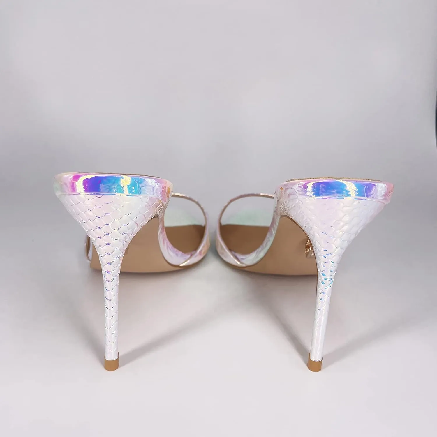 Women Mules High Heel Sandals Pointed Toe Lace Up Stilettos Heels Strappy Ladies Slippers Party Sandals Shoes