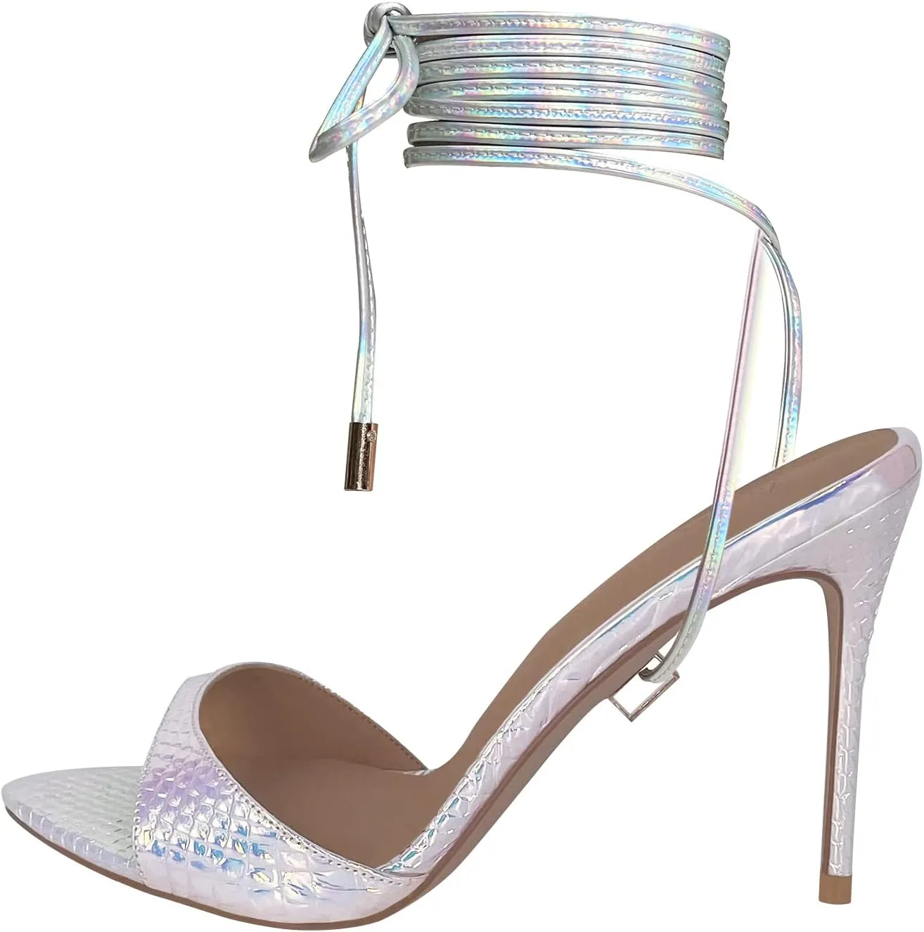 Women Mules High Heel Sandals Pointed Toe Lace Up Stilettos Heels Strappy Ladies Slippers Party Sandals Shoes