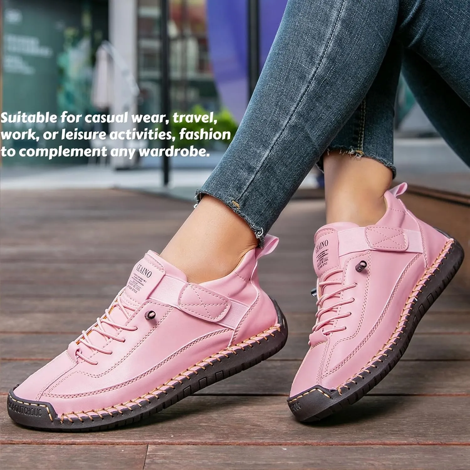 Women Vintage Leather Ankle Boots Handmade Casual Shoes with Non-Slip Sole and Comfortable Fit