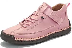 Women Vintage Leather Ankle Boots Handmade Casual Shoes with Non-Slip Sole and Comfortable Fit