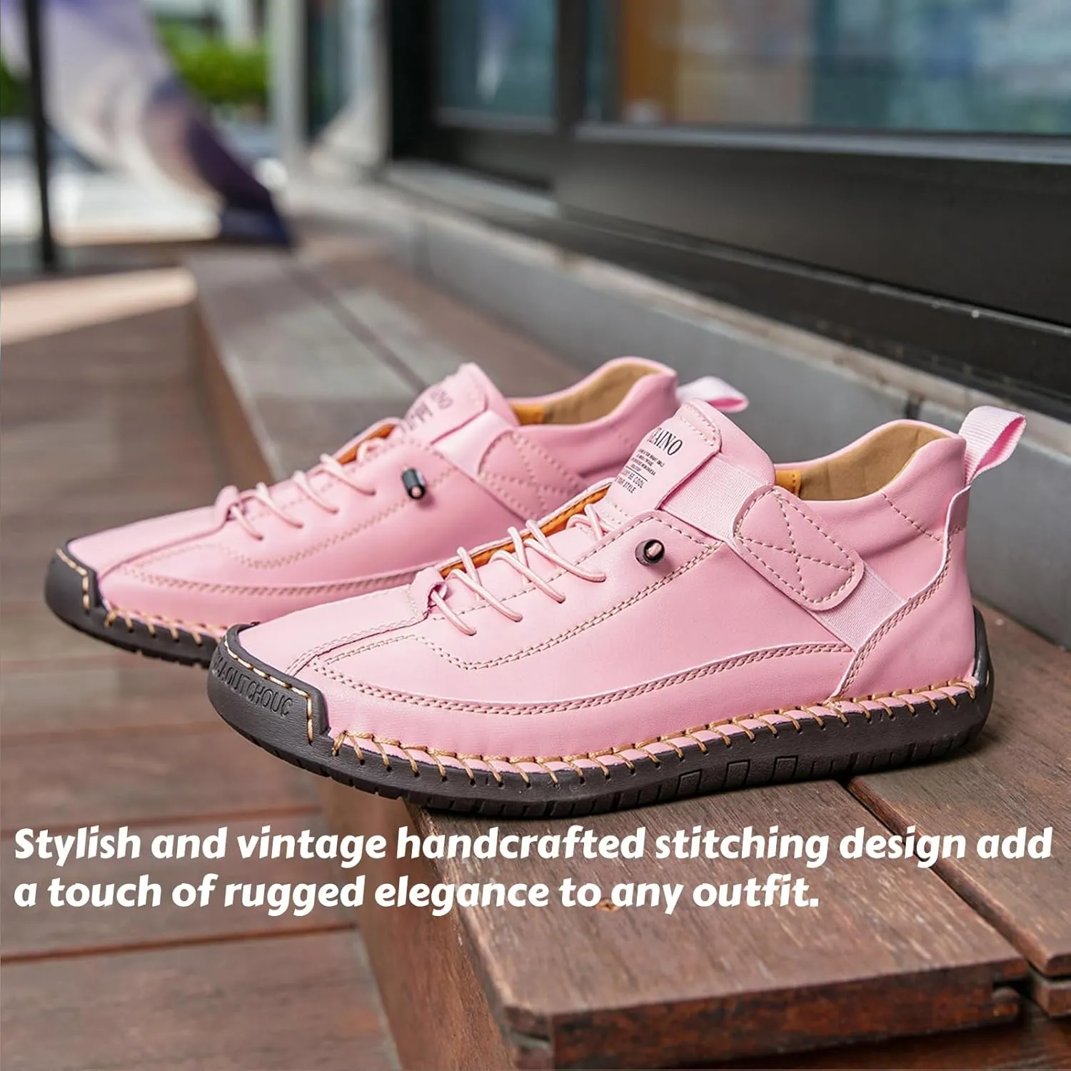 Women Vintage Leather Ankle Boots Handmade Casual Shoes with Non-Slip Sole and Comfortable Fit