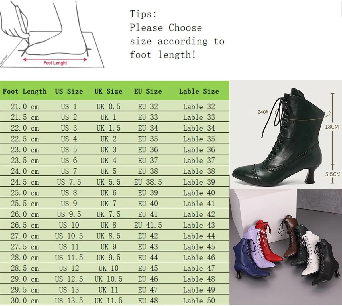 Women Vintage Victorian Boots Kitten Heel Granny Boots Lace Up Ankle Boots