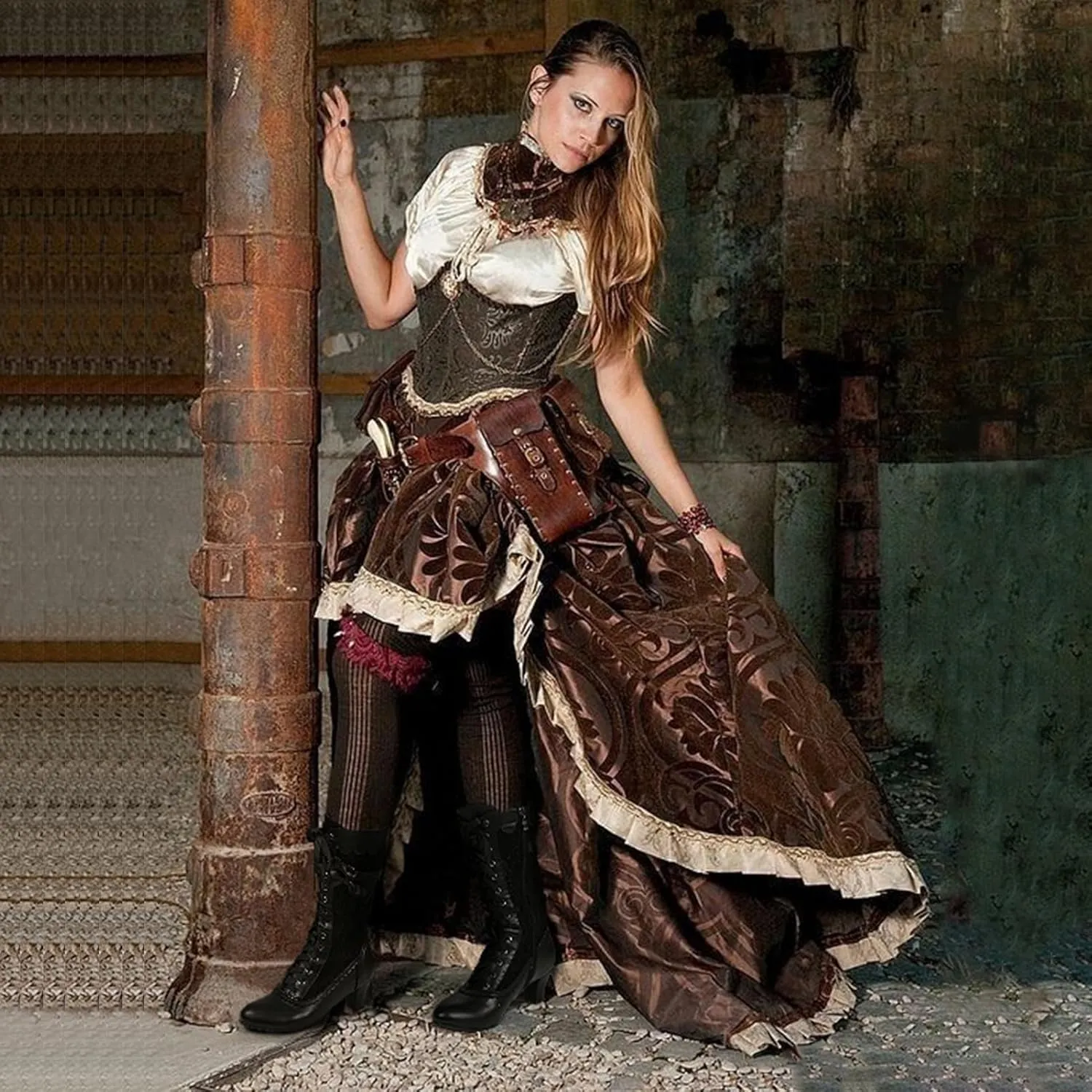 Women Vintage Victorian Boots Lace Bridal Brides Wedding Boots Mid Calf Zipper Costume Renaissance Mid Heel Dress Boots