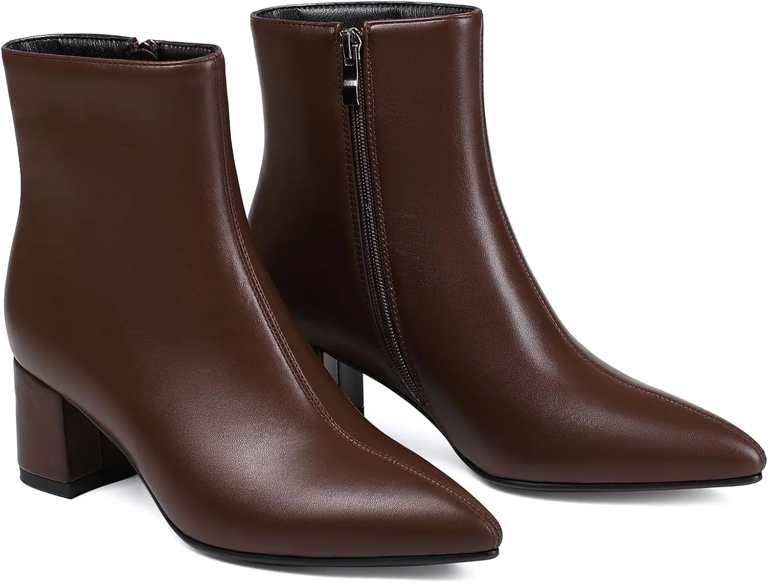 Women's Ankle Boots Pointed Toe Chunky Block Heel Short Boots for Women Low Heeled Booties