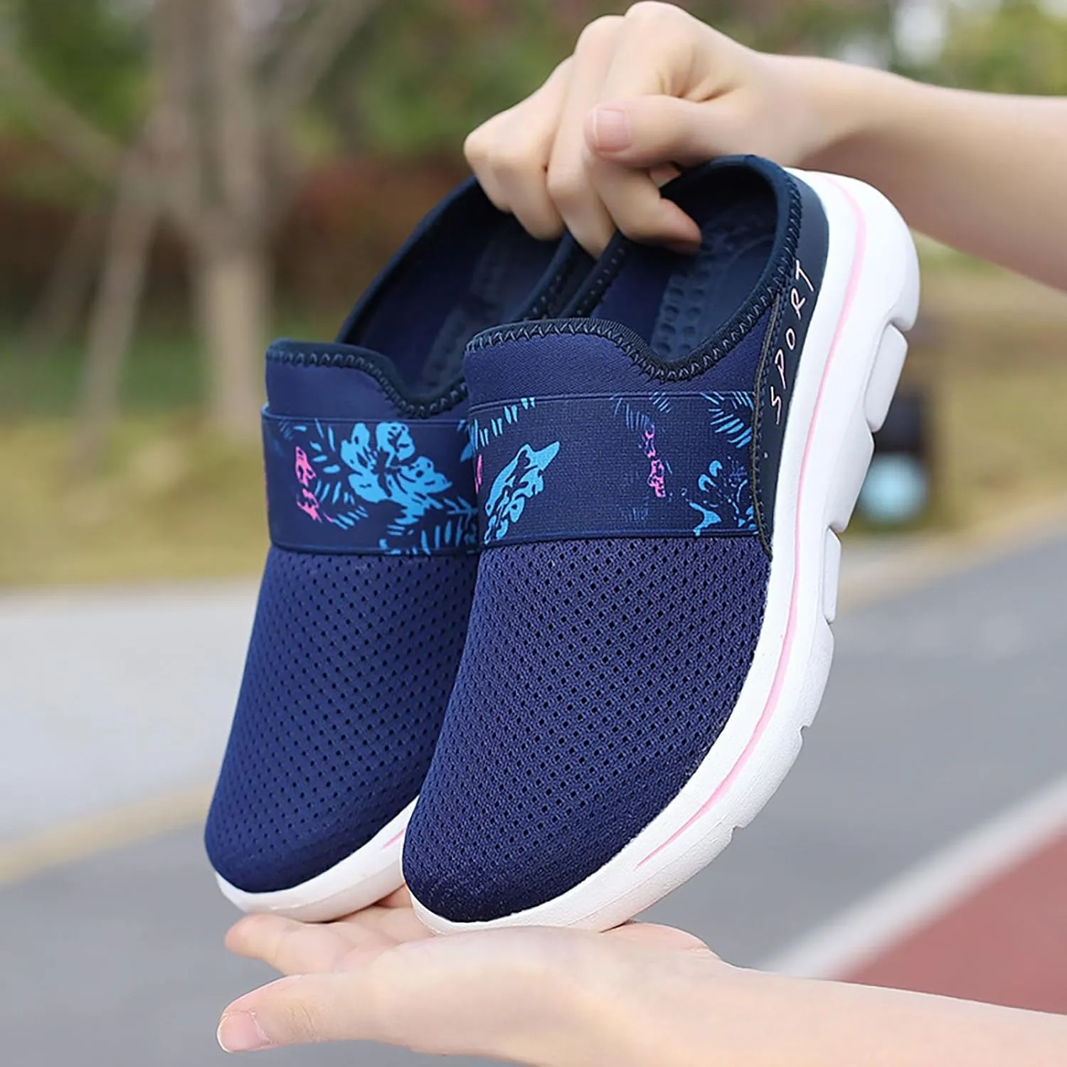 Womens Backless Sneakers Mesh Slip-on Mule Shoes Slip On Shoes Women Arch Support Men Casual Shoes Fashion Sneakers 2025 Waterproof Tennis Shoe Trainers Shoe