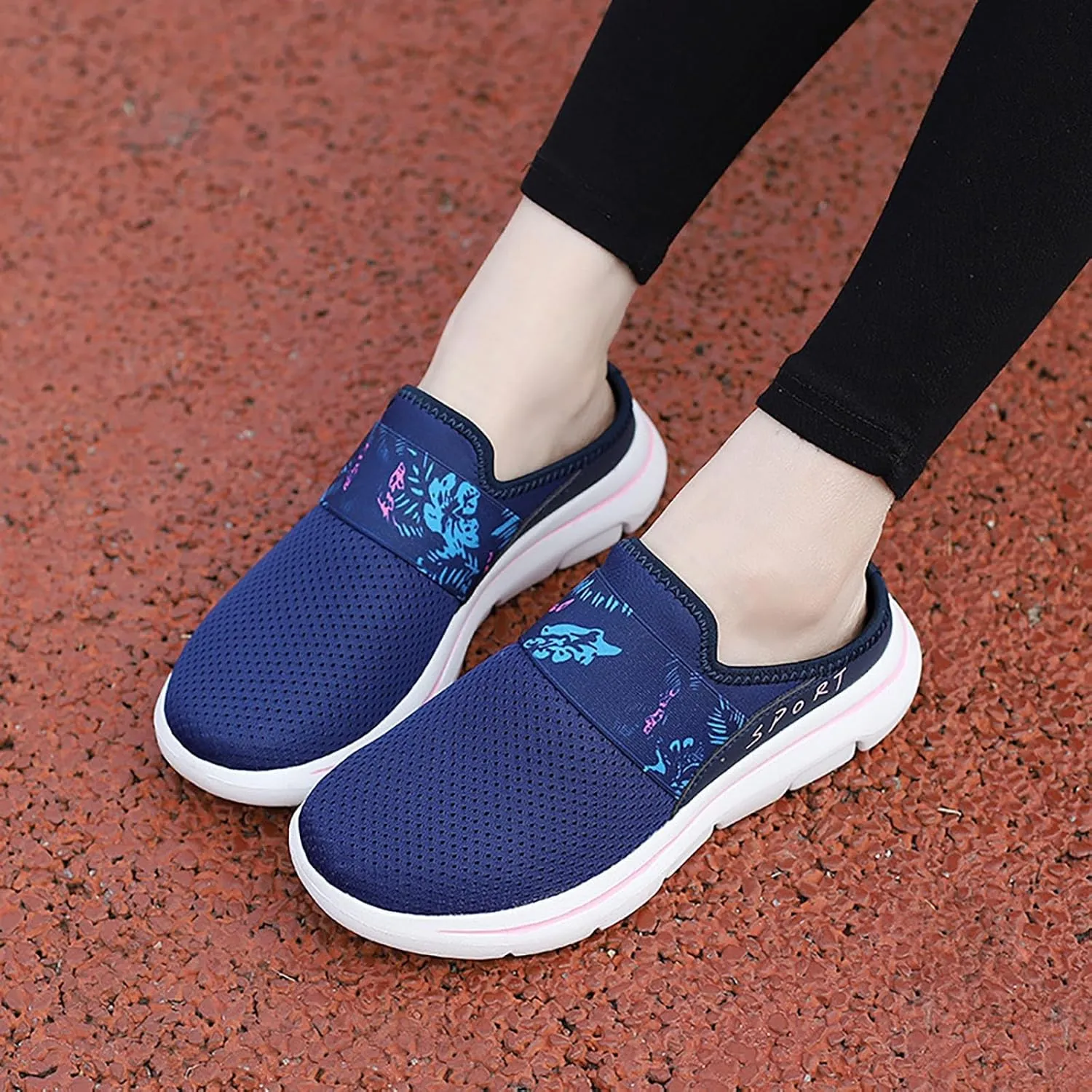 Womens Backless Sneakers Mesh Slip-on Mule Shoes Slip On Shoes Women Arch Support Men Casual Shoes Fashion Sneakers 2025 Waterproof Tennis Shoe Trainers Shoe