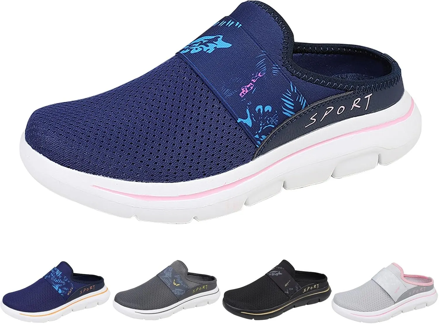 Womens Backless Sneakers Mesh Slip-on Mule Shoes Slip On Shoes Women Arch Support Men Casual Shoes Fashion Sneakers 2025 Waterproof Tennis Shoe Trainers Shoe