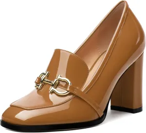 Women's Chunky Heel Square Toe Pumps, Heel High Loafers for Women, Office Commuter Party Prom Single Shoes