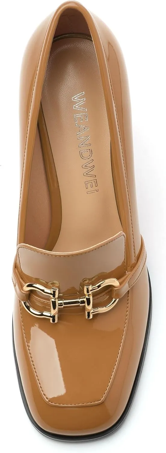 Women's Chunky Heel Square Toe Pumps, Heel High Loafers for Women, Office Commuter Party Prom Single Shoes