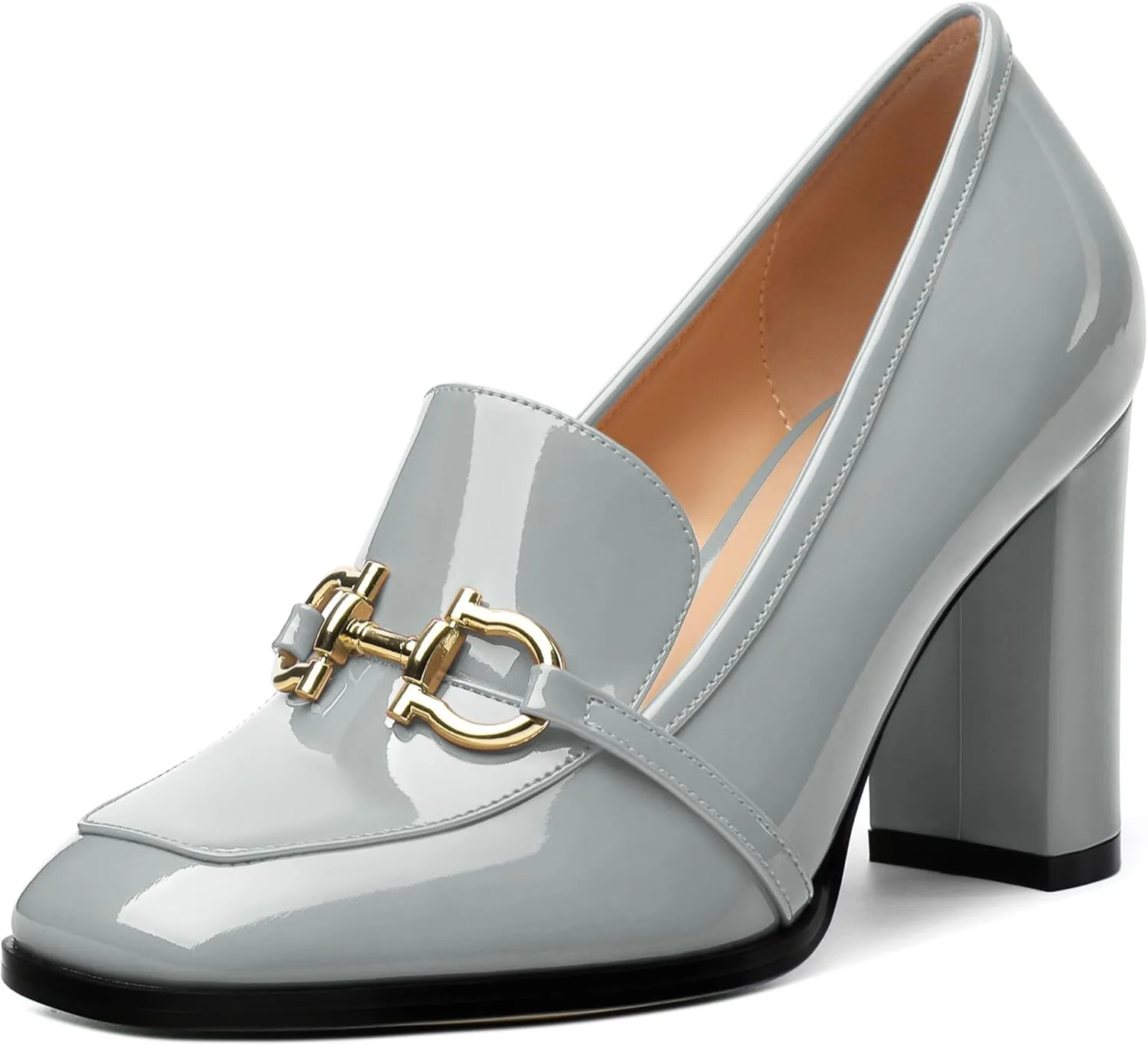 Women's Chunky Heel Square Toe Pumps, Heel High Loafers for Women, Office Commuter Party Prom Single Shoes