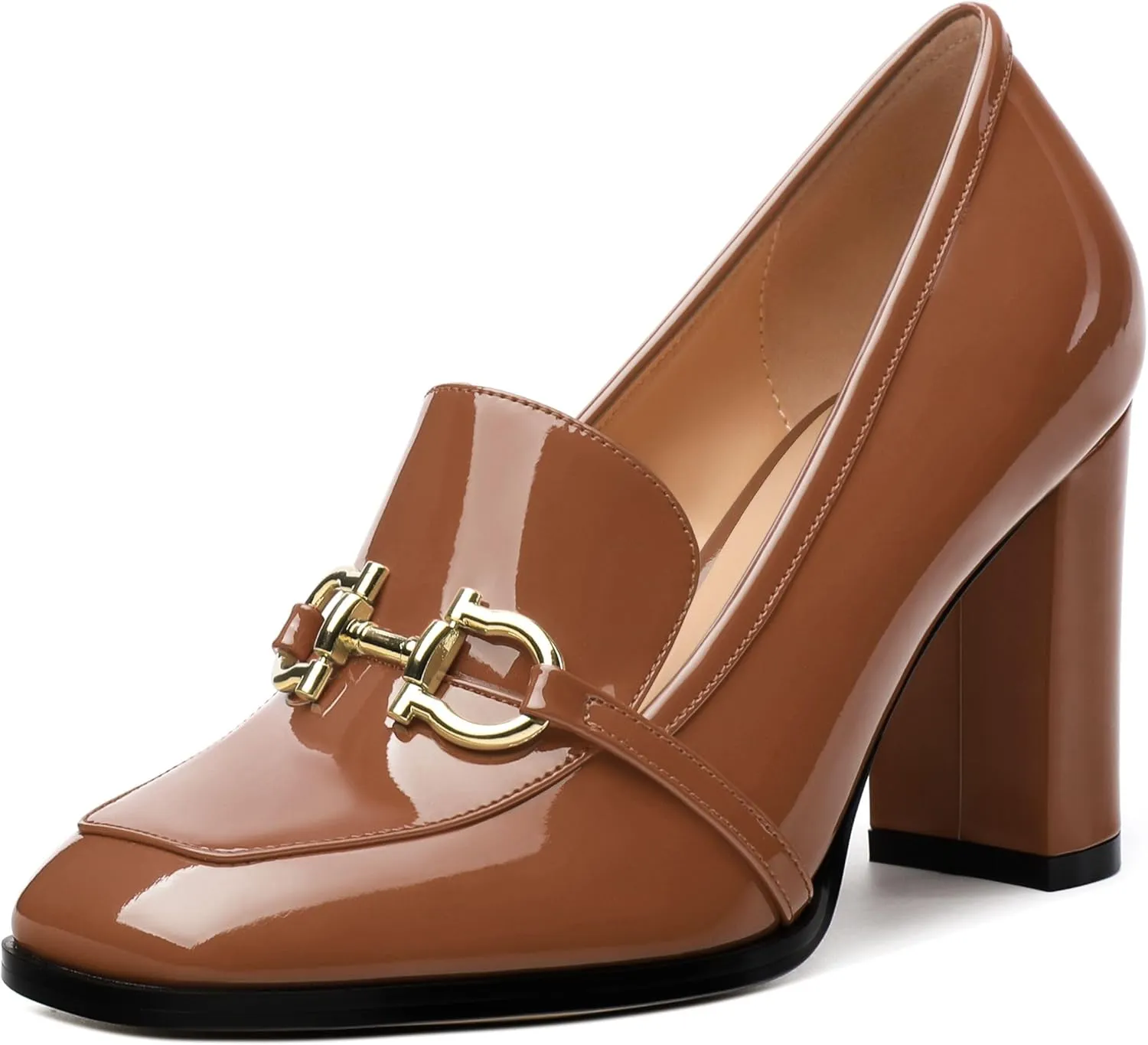 Women's Chunky Heel Square Toe Pumps, Heel High Loafers for Women, Office Commuter Party Prom Single Shoes