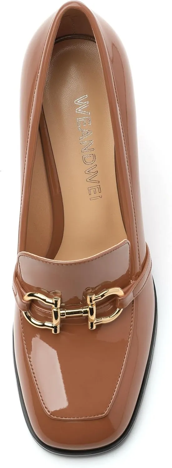 Women's Chunky Heel Square Toe Pumps, Heel High Loafers for Women, Office Commuter Party Prom Single Shoes