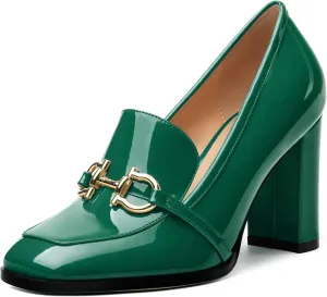 Women's Chunky Heel Square Toe Pumps, Heel High Loafers for Women, Office Commuter Party Prom Single Shoes
