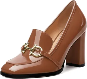 Women's Chunky Heel Square Toe Pumps, Heel High Loafers for Women, Office Commuter Party Prom Single Shoes