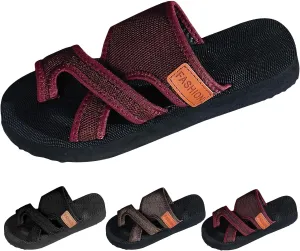 Women's Comfortable Breathable Hollow Mesh Flip Flops Arch Support Orthopedic Wide Width Flipflops Ladies Summer Casual Beach Yoga Foam Slip on Walking Toe Ring Loop Slides Flat Sandals Dressy