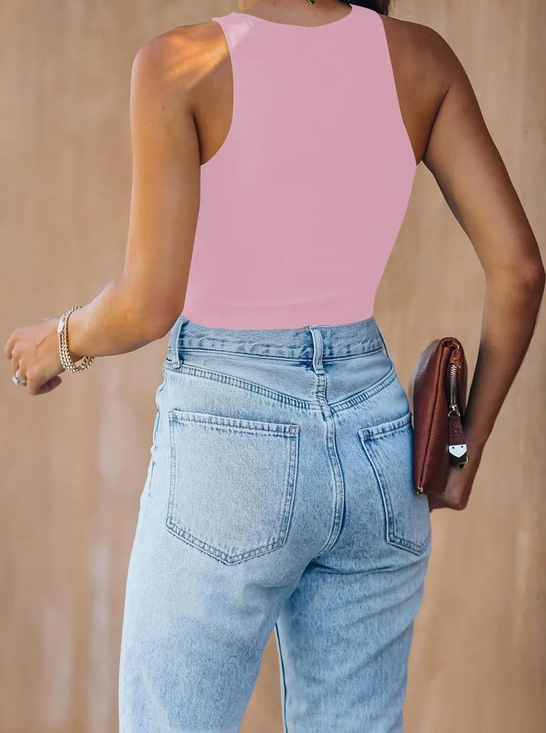 Womens Halter Tops Summer Sleeveless Shirts Sexy High Neck Fitted Tops Racer Back Tank Tops Blouses