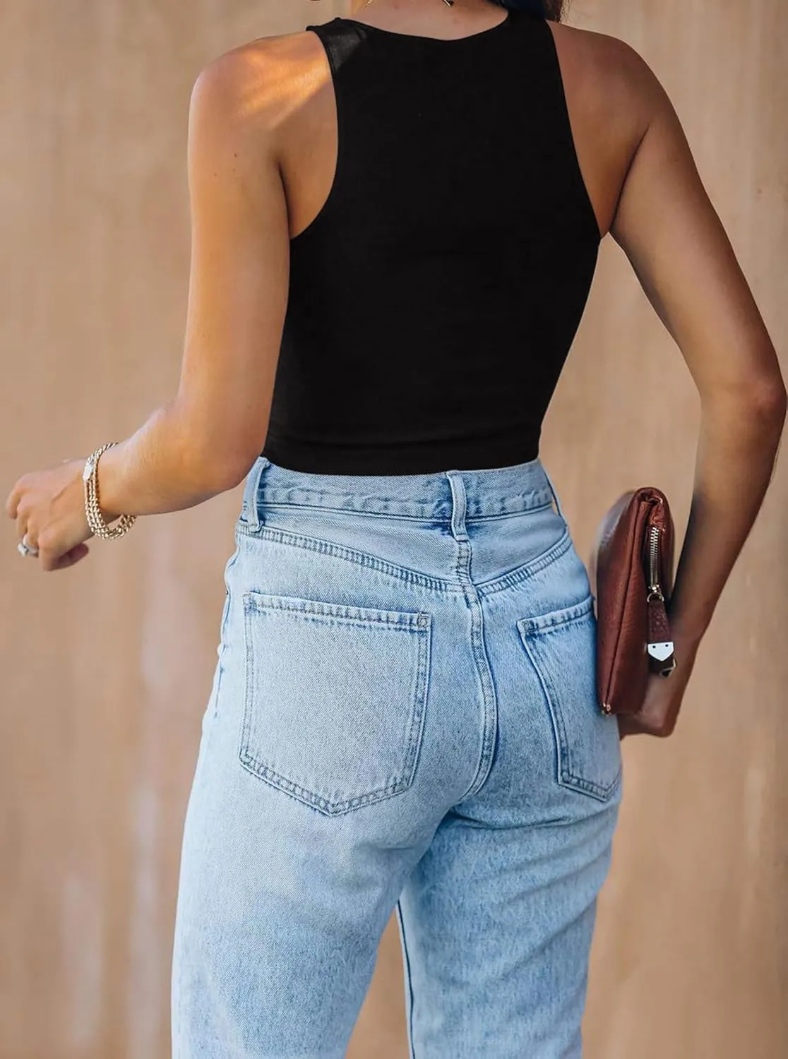 Womens Halter Tops Summer Sleeveless Shirts Sexy High Neck Fitted Tops Racer Back Tank Tops Blouses