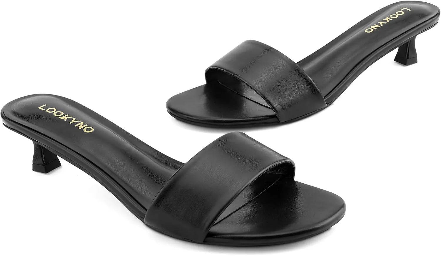 Womens Heeled Sandals Open Round Toe Kitten Low Heels for Women Slip on Slide Sandals Mule Heels Fashion Comfort Dress Party Shoes