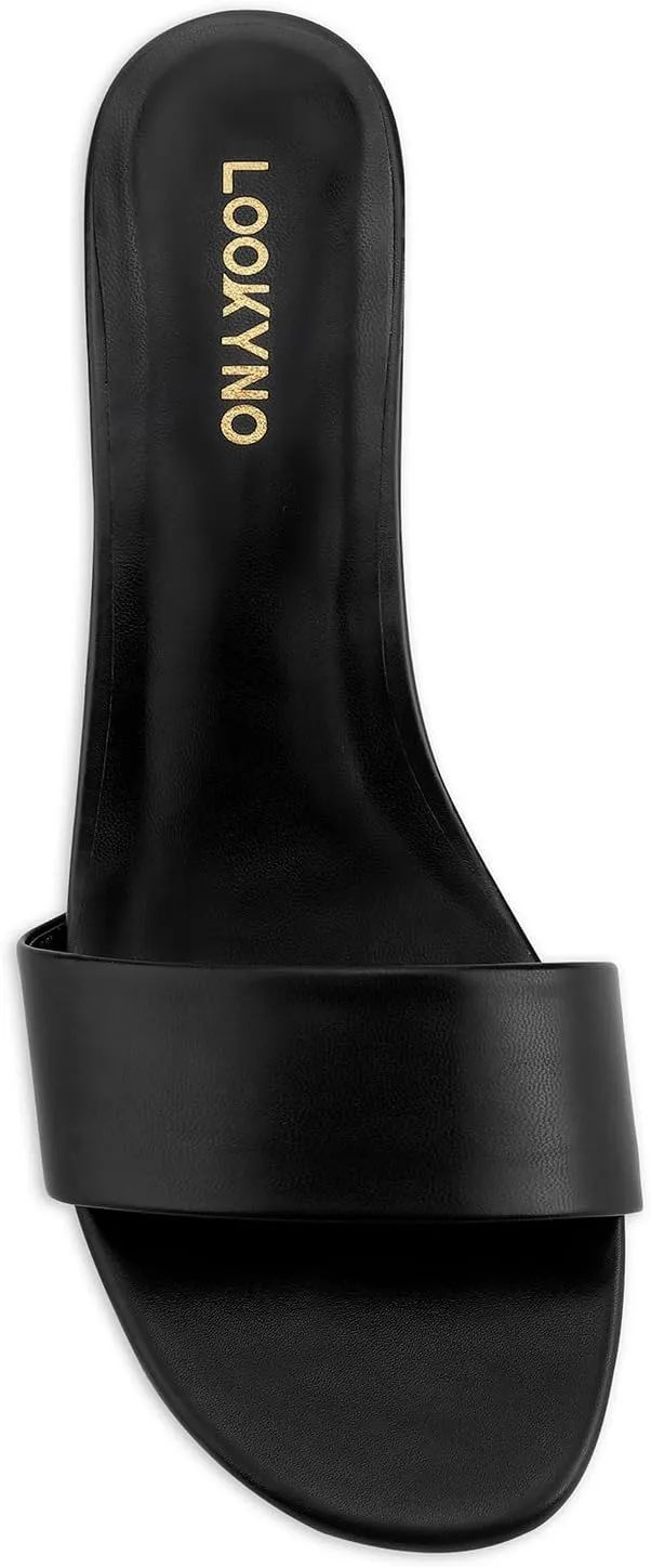 Womens Heeled Sandals Open Round Toe Kitten Low Heels for Women Slip on Slide Sandals Mule Heels Fashion Comfort Dress Party Shoes