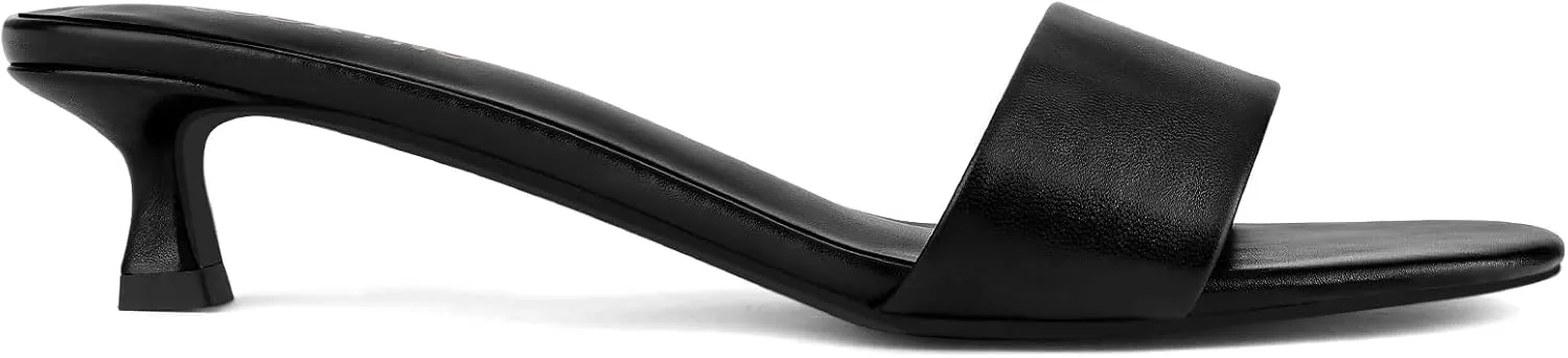 Womens Heeled Sandals Open Round Toe Kitten Low Heels for Women Slip on Slide Sandals Mule Heels Fashion Comfort Dress Party Shoes