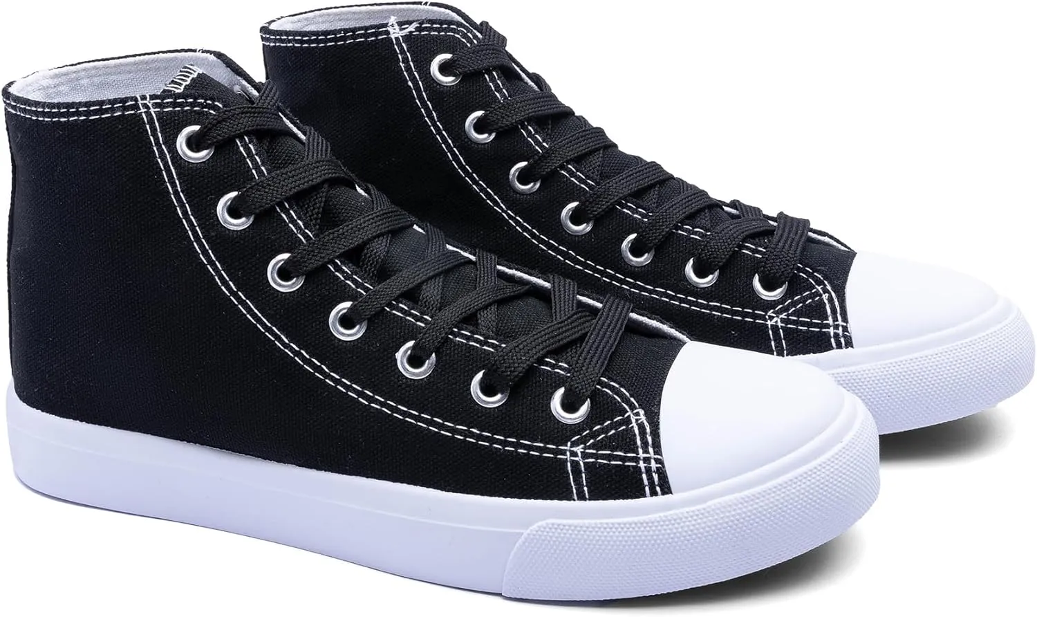 Women's High-Top Canvas Sneakers – Classic Lace-Up Casual Shoes with Extra Shoelaces – Comfortable, Stylish, and Durable