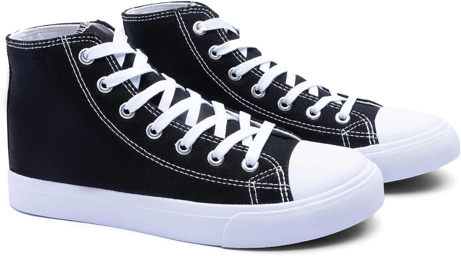 Women's High-Top Canvas Sneakers – Classic Lace-Up Casual Shoes with Extra Shoelaces – Comfortable, Stylish, and Durable