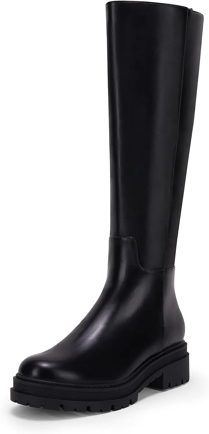 Women's Knee High Platform Boots Chunky Block Heel Side Zipper Fall Boots Winter Riding Boot