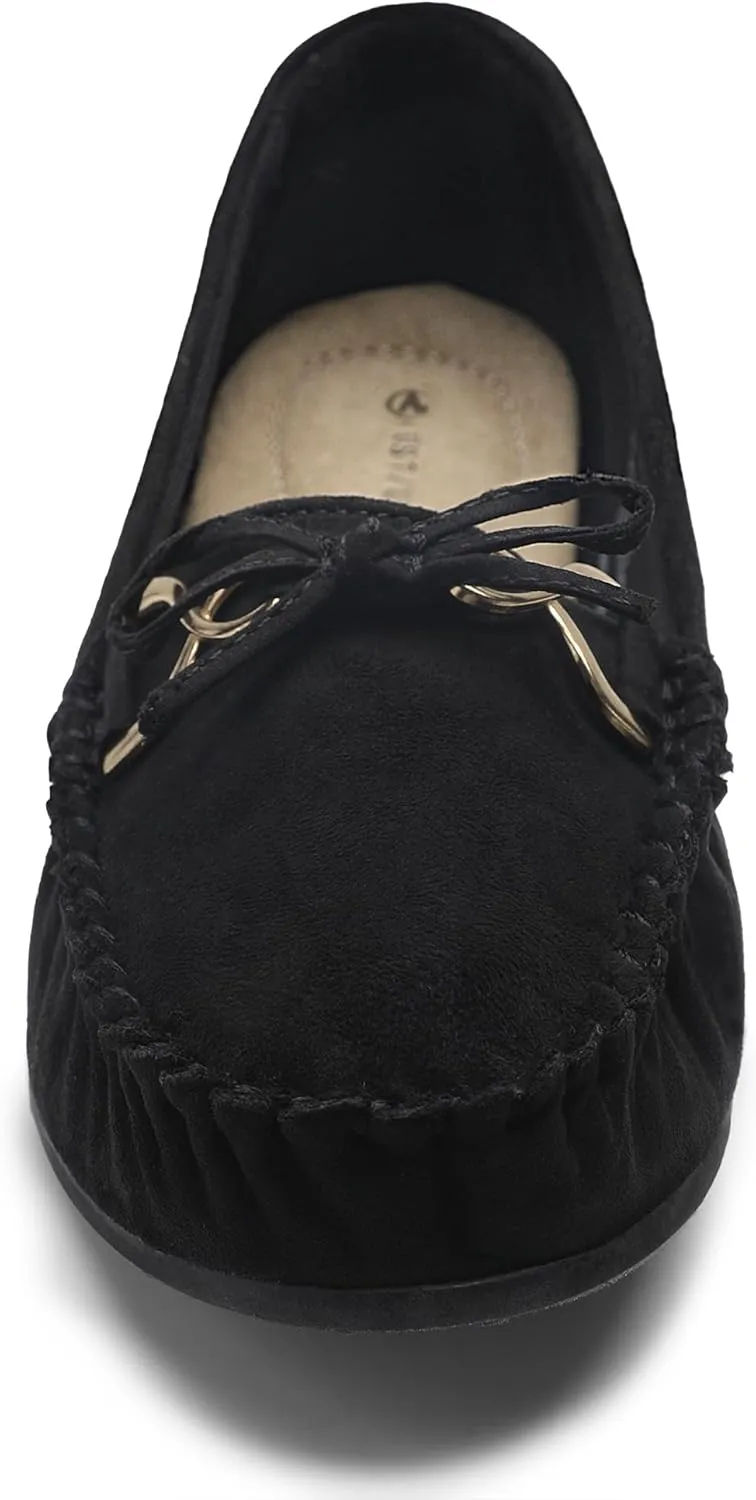 Women's Loafers Slip Ons Shoes with Bowknot Driving Flats Casual Comfort Walking Penny Loafers for Women