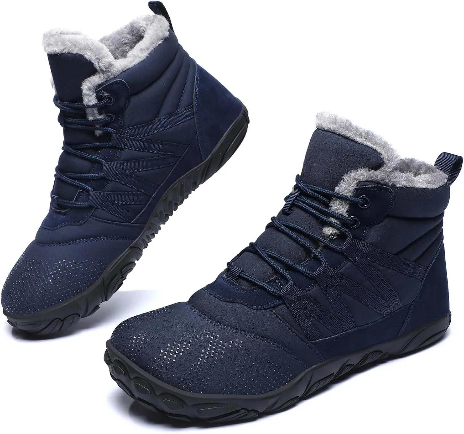 Womens Mens Barefoot Boots Shoes Minimalist Winter Snow Boots Warm Ankle Booties Zero Drop Sole Wide Toe Box Slip on Sneakers