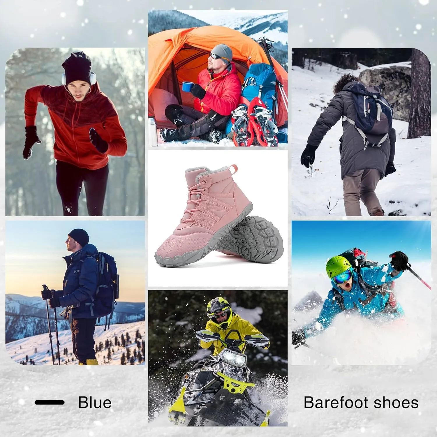 Womens Mens Barefoot Boots Shoes Minimalist Winter Snow Boots Warm Ankle Booties Zero Drop Sole Wide Toe Box Slip on Sneakers