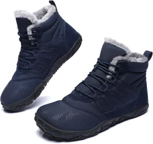 Womens Mens Barefoot Boots Shoes Minimalist Winter Snow Boots Warm Ankle Booties Zero Drop Sole Wide Toe Box Slip on Sneakers