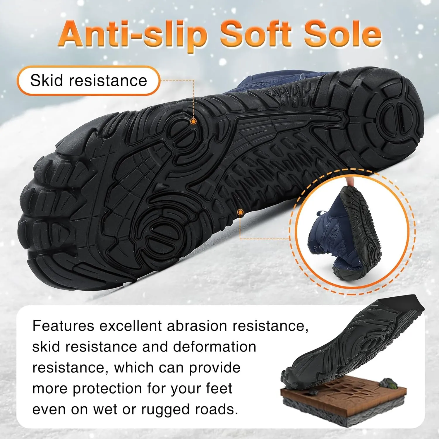 Womens Mens Barefoot Boots Shoes Minimalist Winter Snow Boots Warm Ankle Booties Zero Drop Sole Wide Toe Box Slip on Sneakers