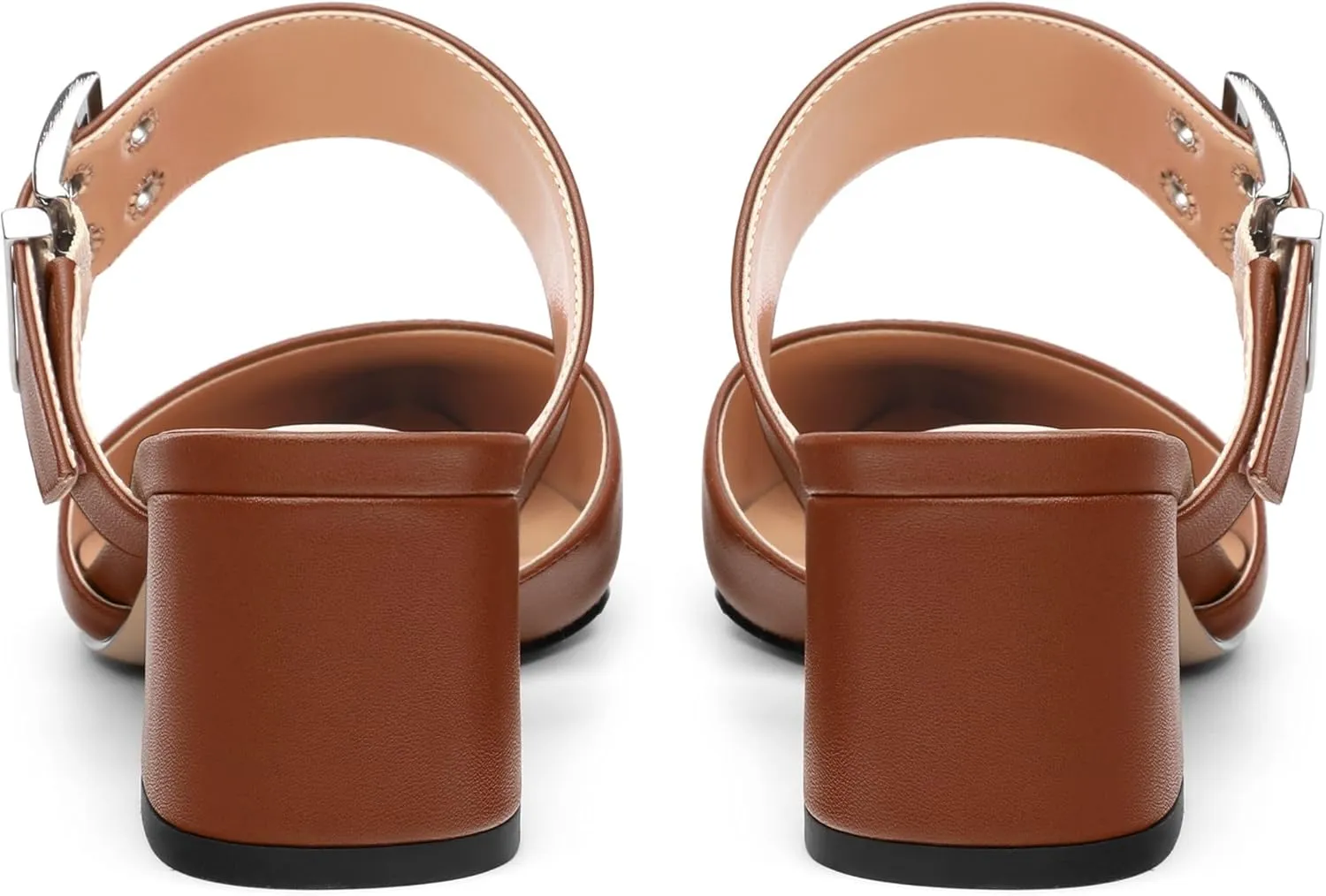 Women's Mules Buckle Adjustable Strap Pointed Toe Comfort Casual Matte Chunky Low Heel Pumps Slide Sandals 2 Inch