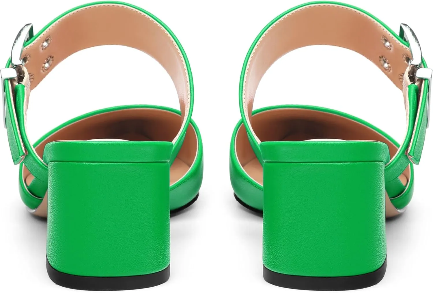 Women's Mules Buckle Adjustable Strap Pointed Toe Comfort Casual Matte Chunky Low Heel Pumps Slide Sandals 2 Inch