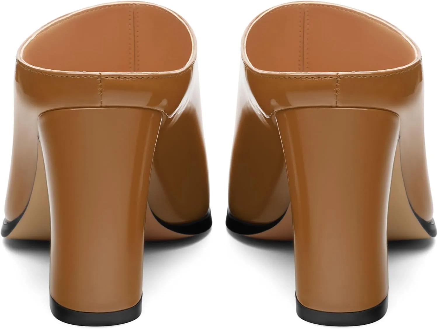 Womens Mules, Closed Square Toe Chunky Heel Mules, High Block Heel Backless Loafers Shoes, Slip On Mules for Women Dress Party Shoes 3.35 Inch