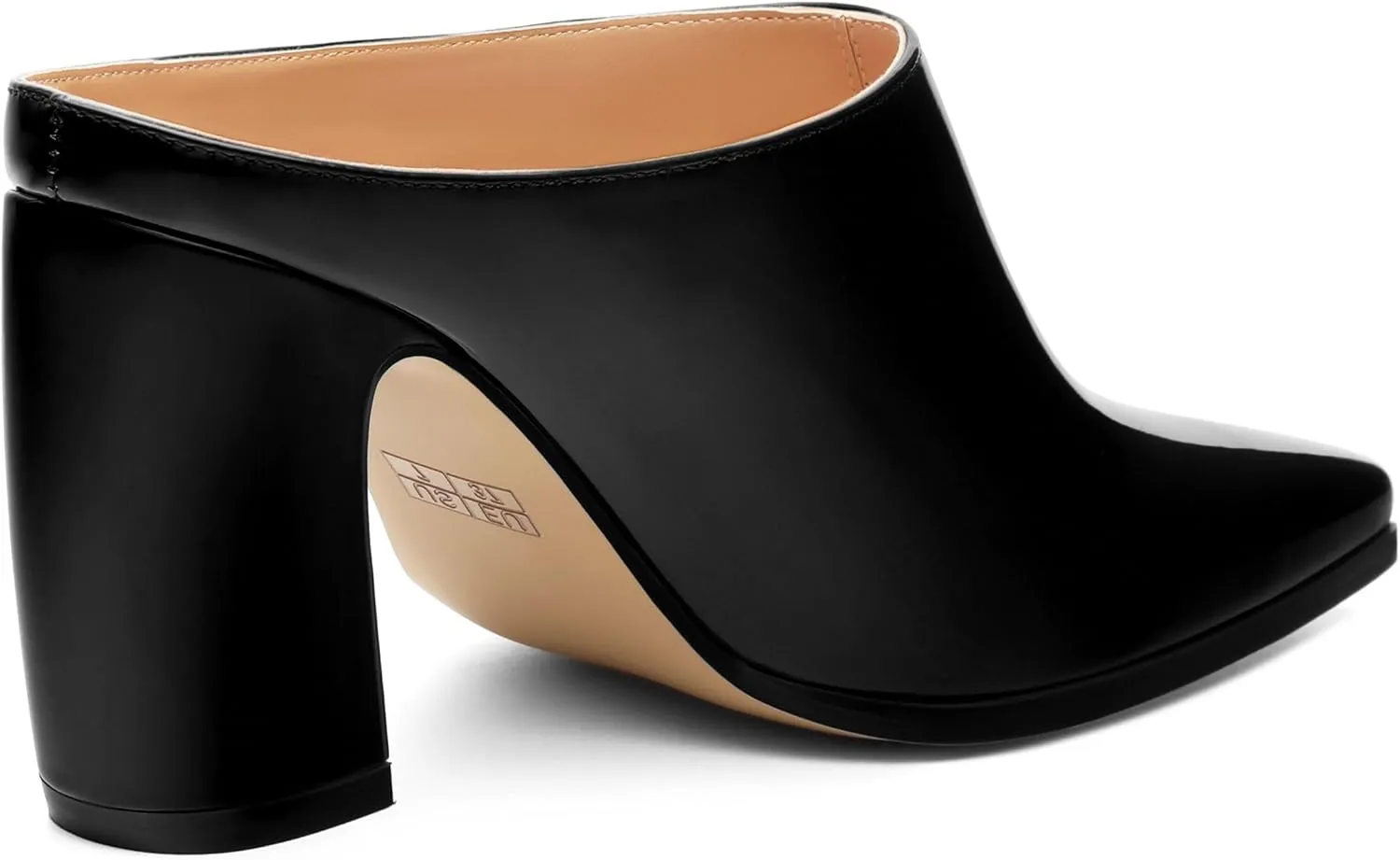 Womens Mules, Closed Square Toe Chunky Heel Mules, High Block Heel Backless Loafers Shoes, Slip On Mules for Women Dress Party Shoes 3.35 Inch